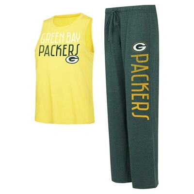 Shop Concepts Sport Green/gold Green Bay Packers Muscle Tank Top & Pants Lounge Set