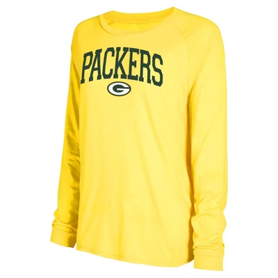 Shop Concepts Sport Green/gold Green Bay Packers Raglan Long Sleeve T-shirt & Shorts Lounge Set