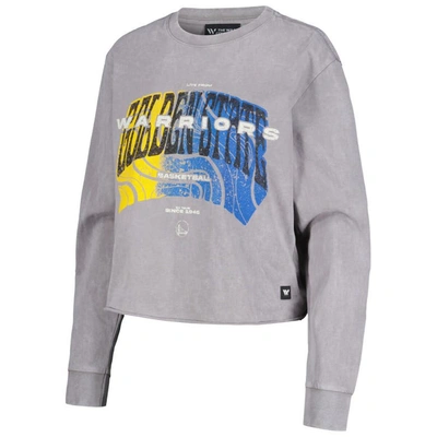 Shop The Wild Collective Gray Golden State Warriors Band Cropped Long Sleeve T-shirt