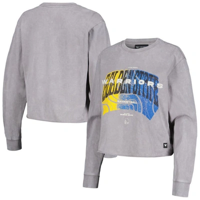 Shop The Wild Collective Gray Golden State Warriors Band Cropped Long Sleeve T-shirt