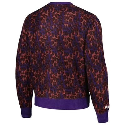 Shop Pleasures Purple Boston Red Sox Cheetah Cardigan Button-up Sweater
