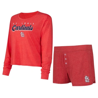 Shop Concepts Sport Red St. Louis Cardinals Meter Knit Long Sleeve T-shirt & Shorts Set