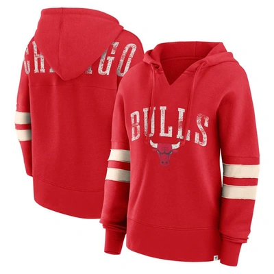 Shop Fanatics Branded Red Chicago Bulls Bold Move Dolman V-neck Pullover Hoodie