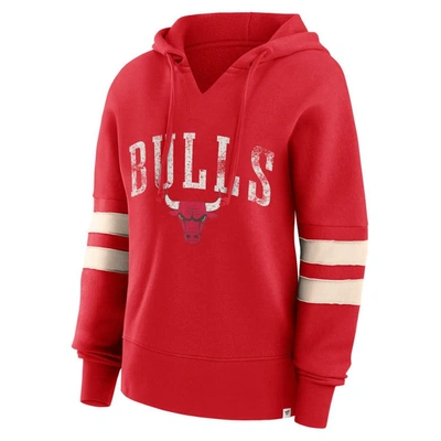Shop Fanatics Branded Red Chicago Bulls Bold Move Dolman V-neck Pullover Hoodie