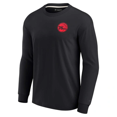 Fanatics Signature Unisex  Black Philadelphia 76ers Super Soft Long Sleeve T-shirt In Black