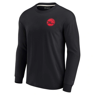 Fanatics Signature Unisex  Black Philadelphia 76ers Super Soft Long Sleeve T-shirt In Black