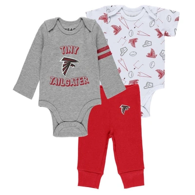 Shop Wear By Erin Andrews Newborn & Infant  Gray/red/white Atlanta Falcons Three-piece Turn Me Around Body