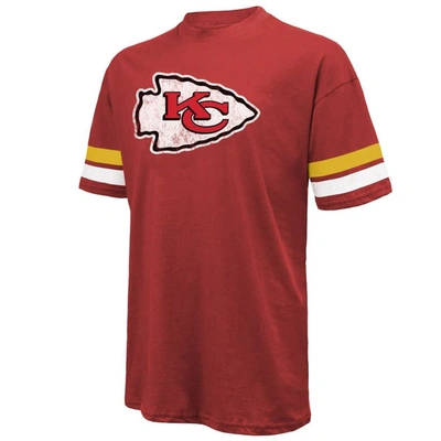 Majestic Men's  Threads Travis Kelce Red Distressed Kansas City Chiefs Name And Number Oversize Fit T In Red