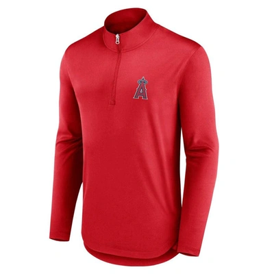 Shop Fanatics Branded Red Los Angeles Angels Quarterback Quarter-zip Top