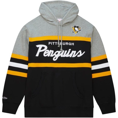 Shop Mitchell & Ness Black/gray Pittsburgh Penguins Head Coach Pullover Hoodie