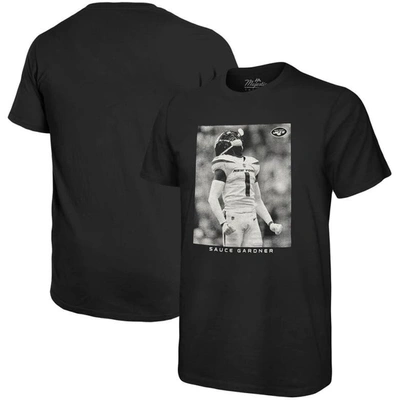 Shop Majestic Threads Sauce Gardner Black New York Jets Oversized Player Image T-shirt