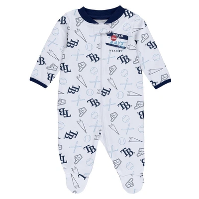 Shop Wear By Erin Andrews Newborn & Infant  White Tampa Bay Rays Sleep & Play Full-zip Footed Jumper With  In Navy