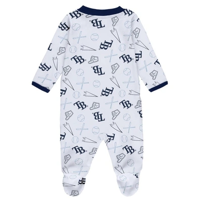 Shop Wear By Erin Andrews Newborn & Infant  White Tampa Bay Rays Sleep & Play Full-zip Footed Jumper With  In Navy