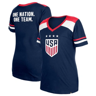 Shop 5th And Ocean By New Era 5th & Ocean By New Era Navy Uswnt Athleisure V-neck T-shirt