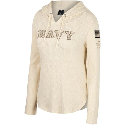 Shop Colosseum Cream Navy Midshipmen Oht Military Appreciation Casey Raglan Long Sleeve Hoodie T-shirt