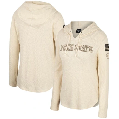 Colosseum Cream Penn State Nittany Lions Oht Military Appreciation Casey Raglan Long Sleeve Hoodie T In Cream