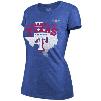 Shop Majestic Threads Royal Texas Rangers 2023 World Series Champions Local Ground Rules Roster Tri-blend