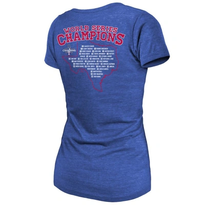 Shop Majestic Threads Royal Texas Rangers 2023 World Series Champions Local Ground Rules Roster Tri-blend