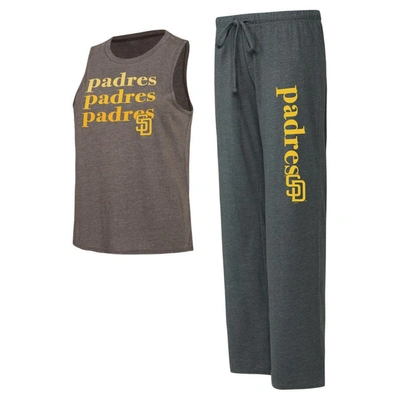 Shop Concepts Sport Charcoal/brown San Diego Padres Meter Muscle Tank And Pants Sleep Set