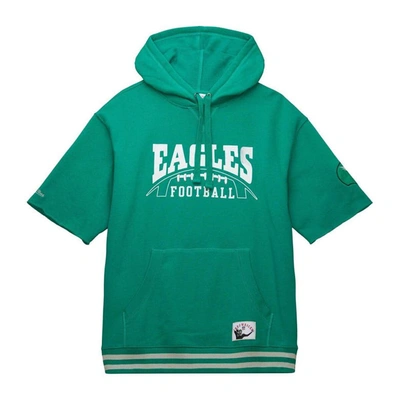 Shop Mitchell & Ness Kelly Green Philadelphia Eagles Pre-game Short Sleeve Pullover Hoodie