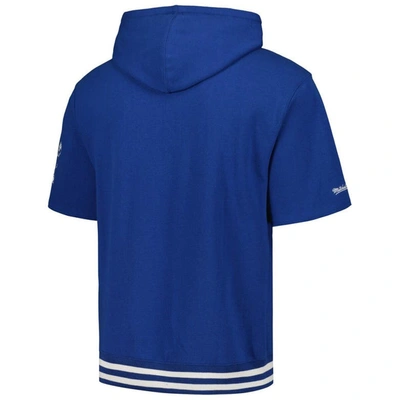 Shop Mitchell & Ness Royal Indianapolis Colts Pre-game Short Sleeve Pullover Hoodie
