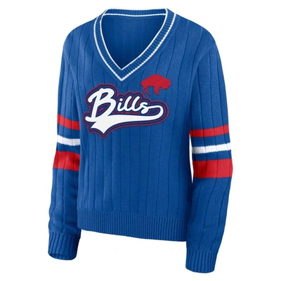 Shop Wear By Erin Andrews Royal Buffalo Bills Throwback V-neck Sweater