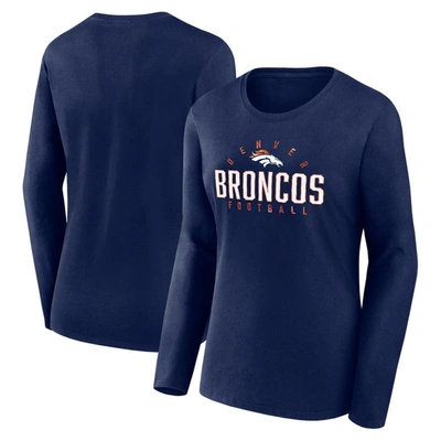 Shop Fanatics Branded Navy Denver Broncos Plus Size Foiled Play Long Sleeve T-shirt