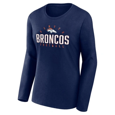 Shop Fanatics Branded Navy Denver Broncos Plus Size Foiled Play Long Sleeve T-shirt