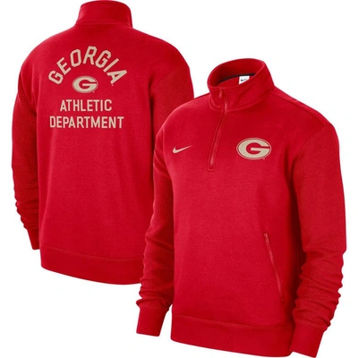Shop Nike Red Georgia Bulldogs Campus Athletic Department Quarter-zip Sweatshirt