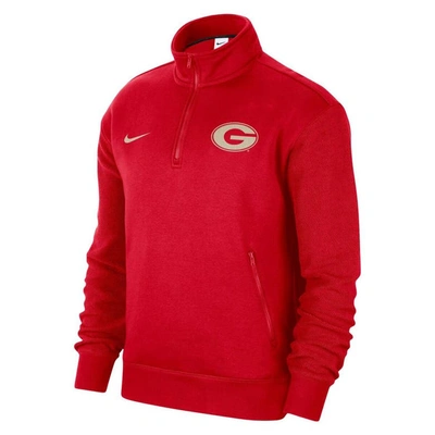 Shop Nike Red Georgia Bulldogs Campus Athletic Department Quarter-zip Sweatshirt
