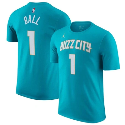Shop Jordan Brand Lamelo Ball Teal Charlotte Hornets 2023/24 City Edition Name & Number T-shirt