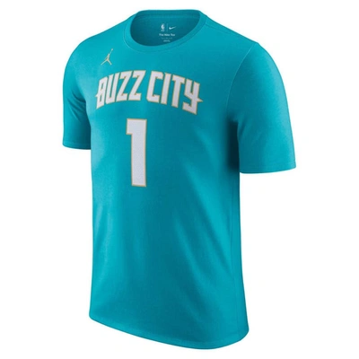Shop Jordan Brand Lamelo Ball Teal Charlotte Hornets 2023/24 City Edition Name & Number T-shirt
