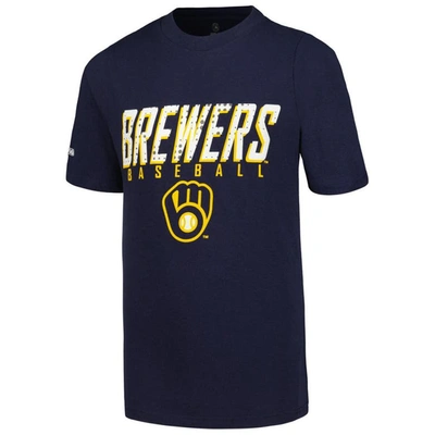 Shop Stitches Youth  Heather Gray/navy/gold Milwaukee Brewers Three-pack T-shirt Set