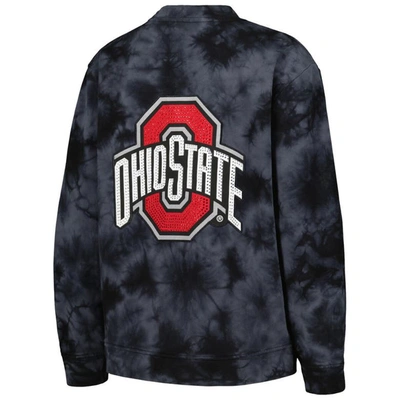 Shop The Wild Collective Black Ohio State Buckeyes Jeweled Tie-dye Button-up V-neck Sweater