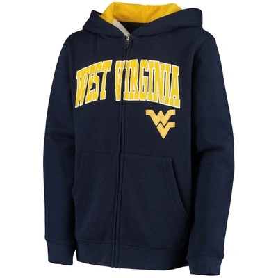 Shop Colosseum Youth Navy West Virginia Mountaineers Applique Arch & Logo Full-zip Hoodie