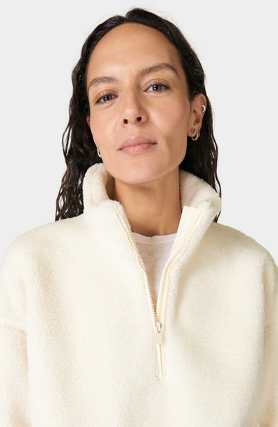 Shop Sweaty Betty Oversize Fleece Half Zip Top In Studio White
