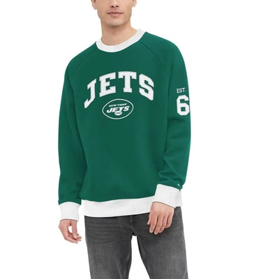 Shop Tommy Hilfiger Green New York Jets Reese Raglan Tri-blend Pullover Sweatshirt