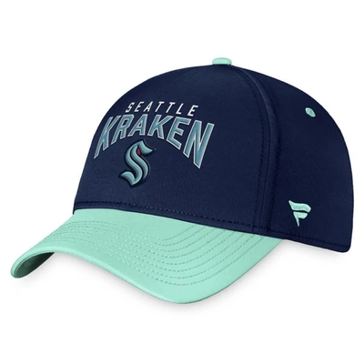Shop Fanatics Branded Deep Sea Blue/light Blue Seattle Kraken Fundamental 2-tone Flex Hat In Navy