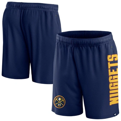 Shop Fanatics Branded Navy Denver Nuggets Post Up Mesh Shorts