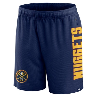 Shop Fanatics Branded Navy Denver Nuggets Post Up Mesh Shorts