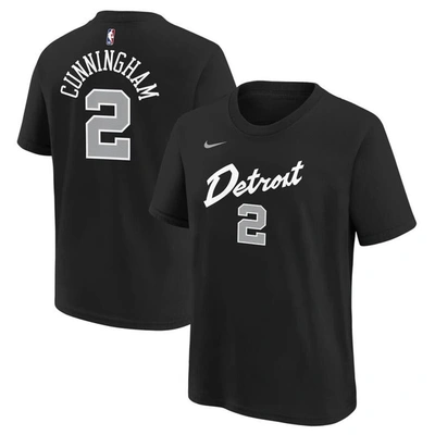 Shop Nike Youth  Cade Cunningham Black Detroit Pistons 2023/24 City Edition Name & Number T-shirt