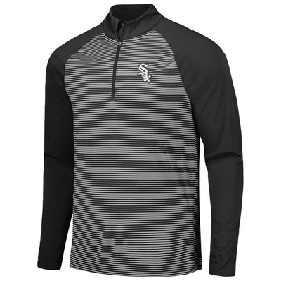 Shop Levelwear Black Chicago White Sox Charter Striped Raglan Quarter-zip Top