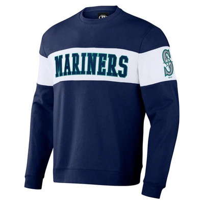 Shop Darius Rucker Collection By Fanatics Navy Seattle Mariners Stripe Pullover Sweatshirt