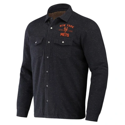 Shop Darius Rucker Collection By Fanatics Black New York Mets Ringstop Full-snap Shacket In Charcoal