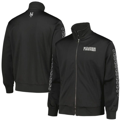 Shop Pleasures Black New York Mets Pitcher Full-zip Track Jacket