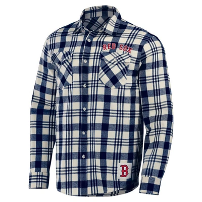 Shop Darius Rucker Collection By Fanatics Navy Boston Red Sox Plaid Flannel Button-up Shirt