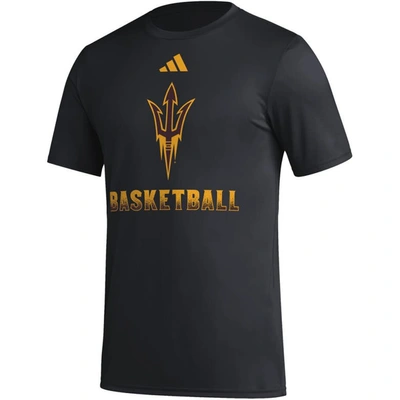 Shop Adidas Originals Adidas  Black Arizona State Sun Devils Fadeaway Basketball Pregame Aeroready T-shirt