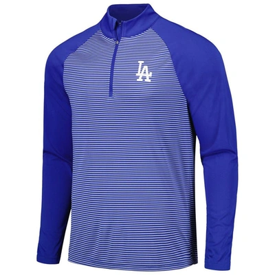 Shop Levelwear Royal Los Angeles Dodgers Charter Striped Raglan Quarter-zip Top