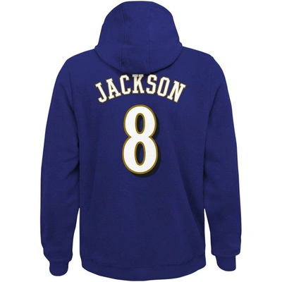 Shop Outerstuff Youth Lamar Jackson Purple Baltimore Ravens Mainliner Player Name & Number Pullover Hoodie