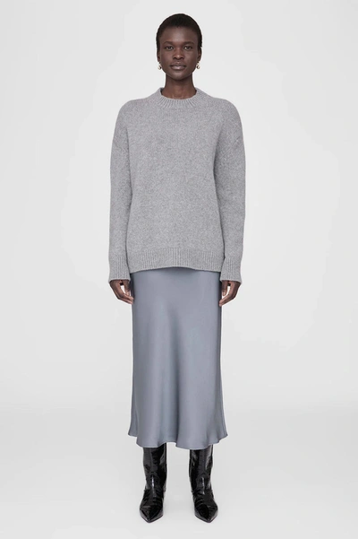 Shop Anine Bing Bar Silk Skirt In Grey